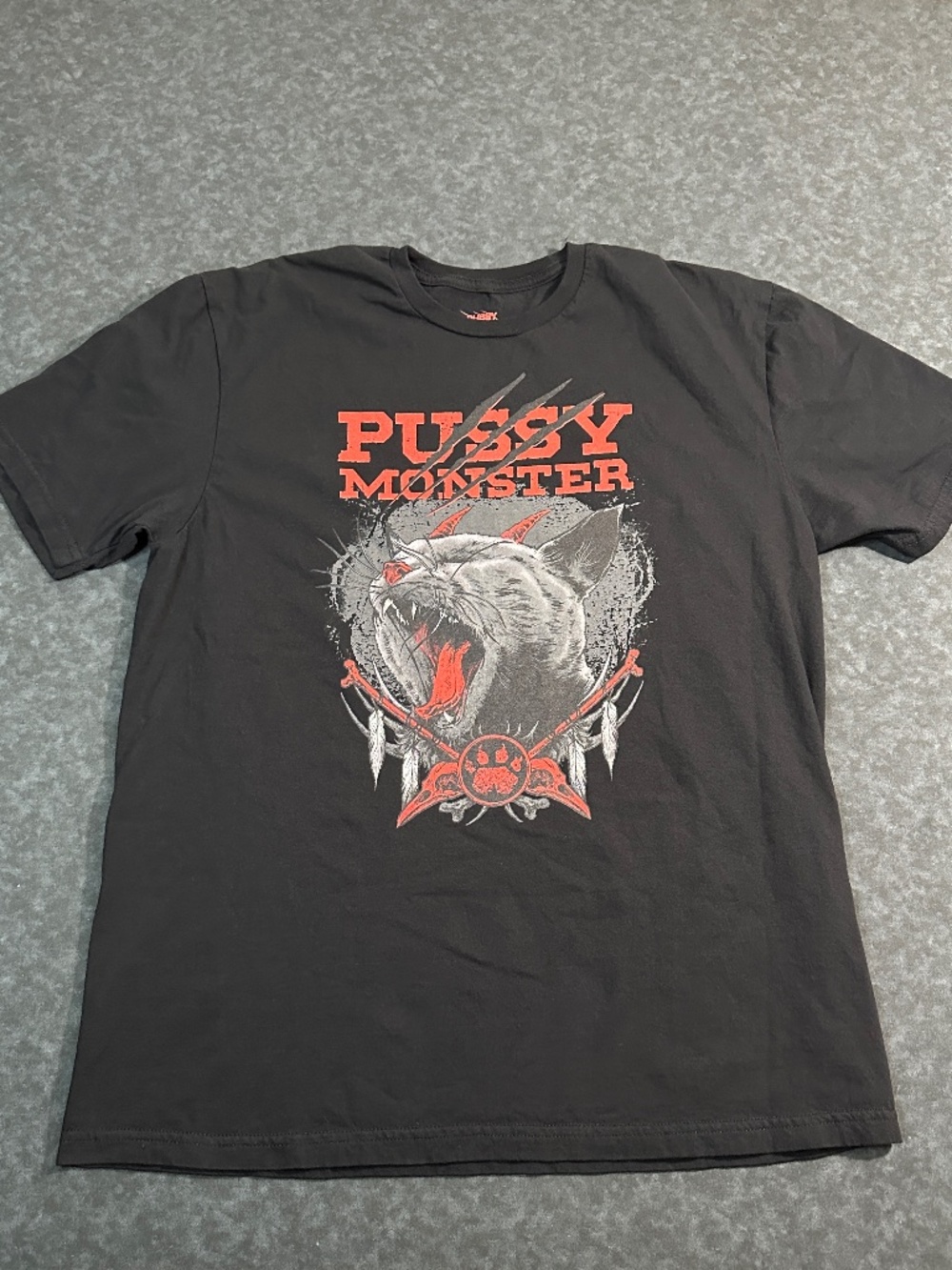 P Monster Funny Black T Shirt Size Large